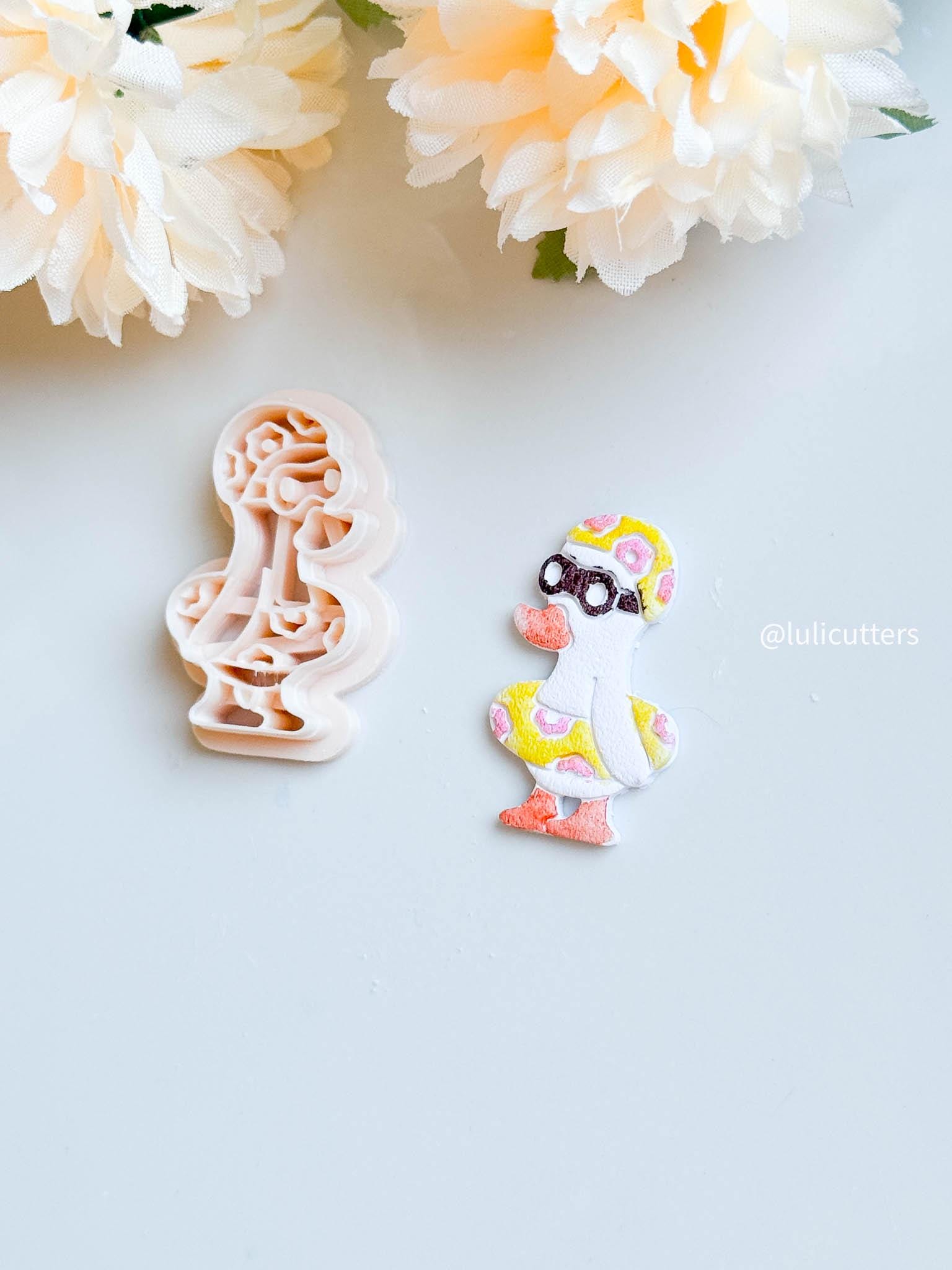 Duck Polymer Clay Cutter: Swimsuit & Float Imprint Design