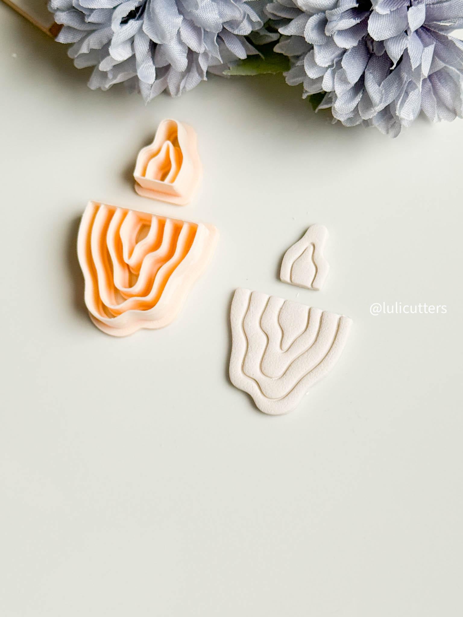 Wavy Clay Earring Cutter Set: Organic Layered Topper