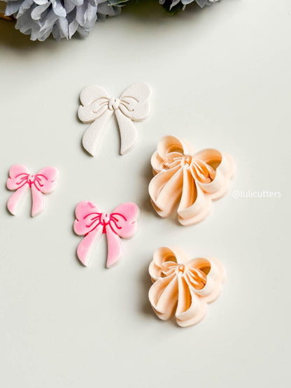 Puffy Coquette Bow Clay Cutter: Debossed Details (25-40 mm)