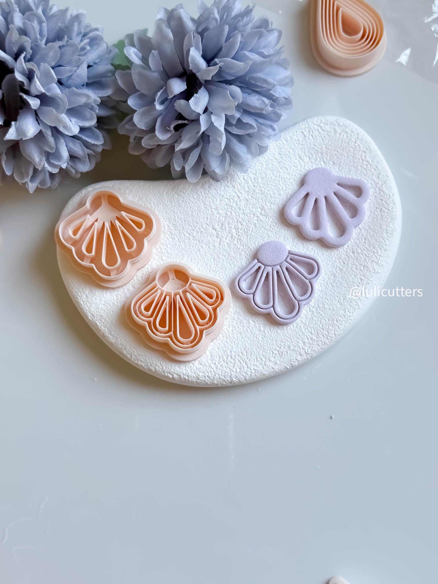 Petal Fan Clay Earring Cutter Open or Solid Design, Available in 5 Sizes