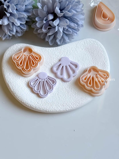 Petal Fan Clay Earring Cutter Open or Solid Design, Available in 5 Sizes
