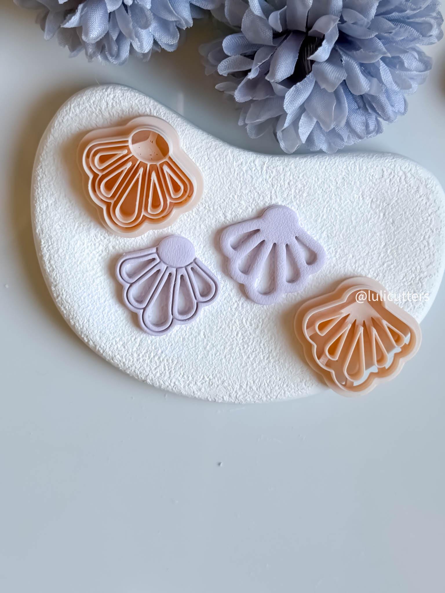 Petal Fan Clay Earring Cutter Open or Solid Design, Available in 5 Sizes