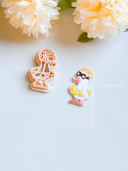 Duck Polymer Clay Cutter: Swimsuit & Float Imprint Design