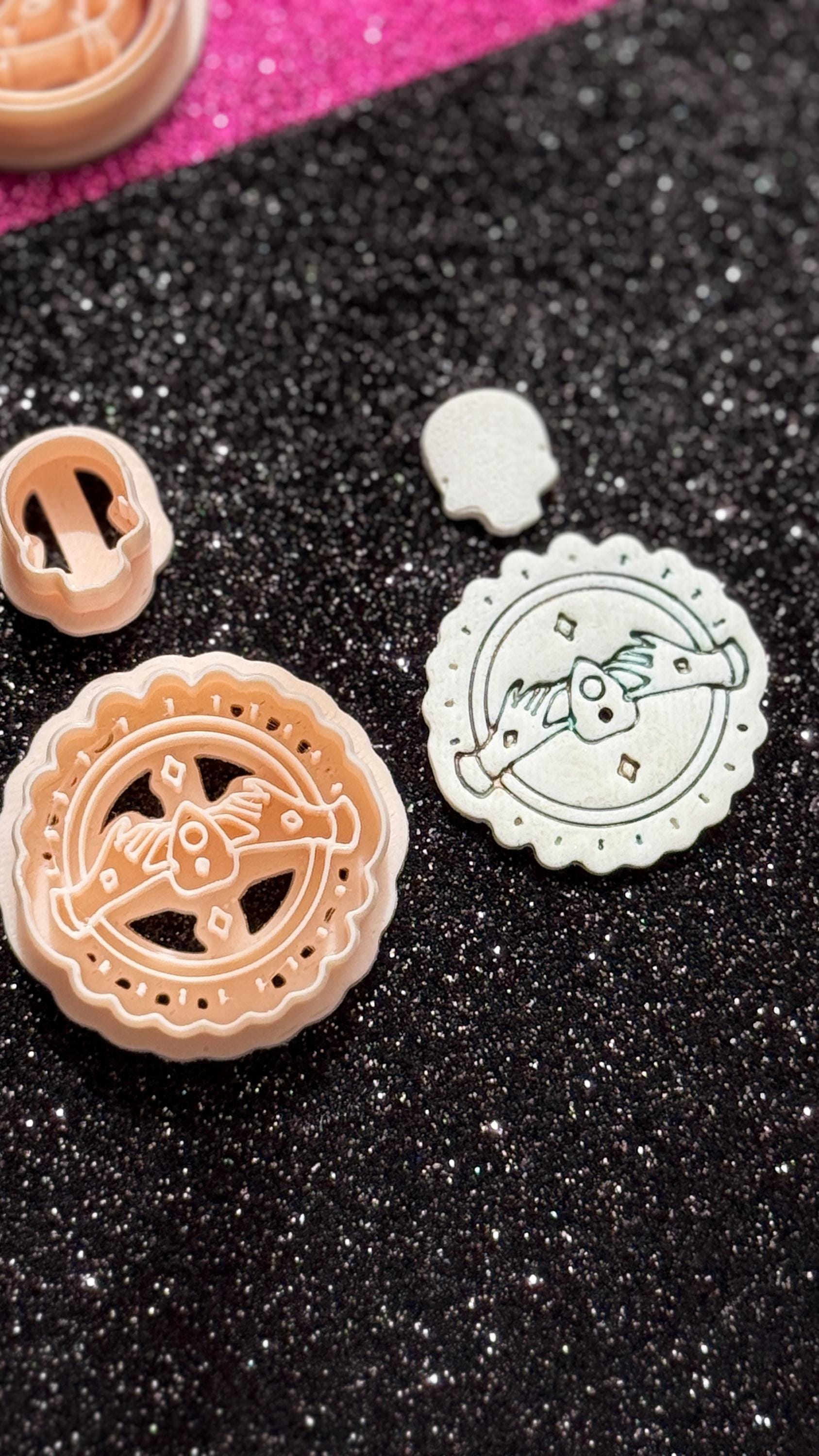 Ouija Polymer Clay Cutter Set: Skull Topper, Witchy Earrings