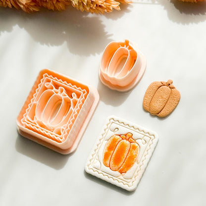 Pumpkin Post Stamp Clay Cutter Set: Fall Gourd Earrings (30 & 35 mm Base Sizes)