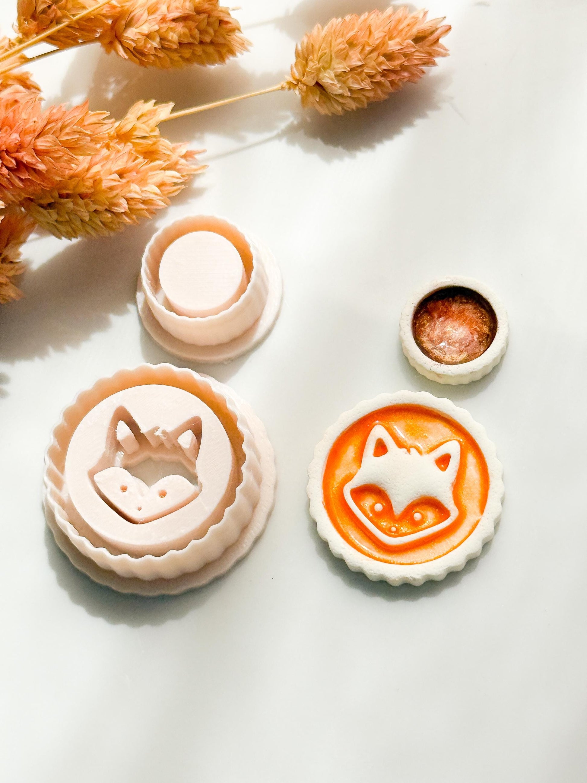 Fox Head Clay Cutter Set: Woodland Animal Face Medallion, Earring Sizes Included