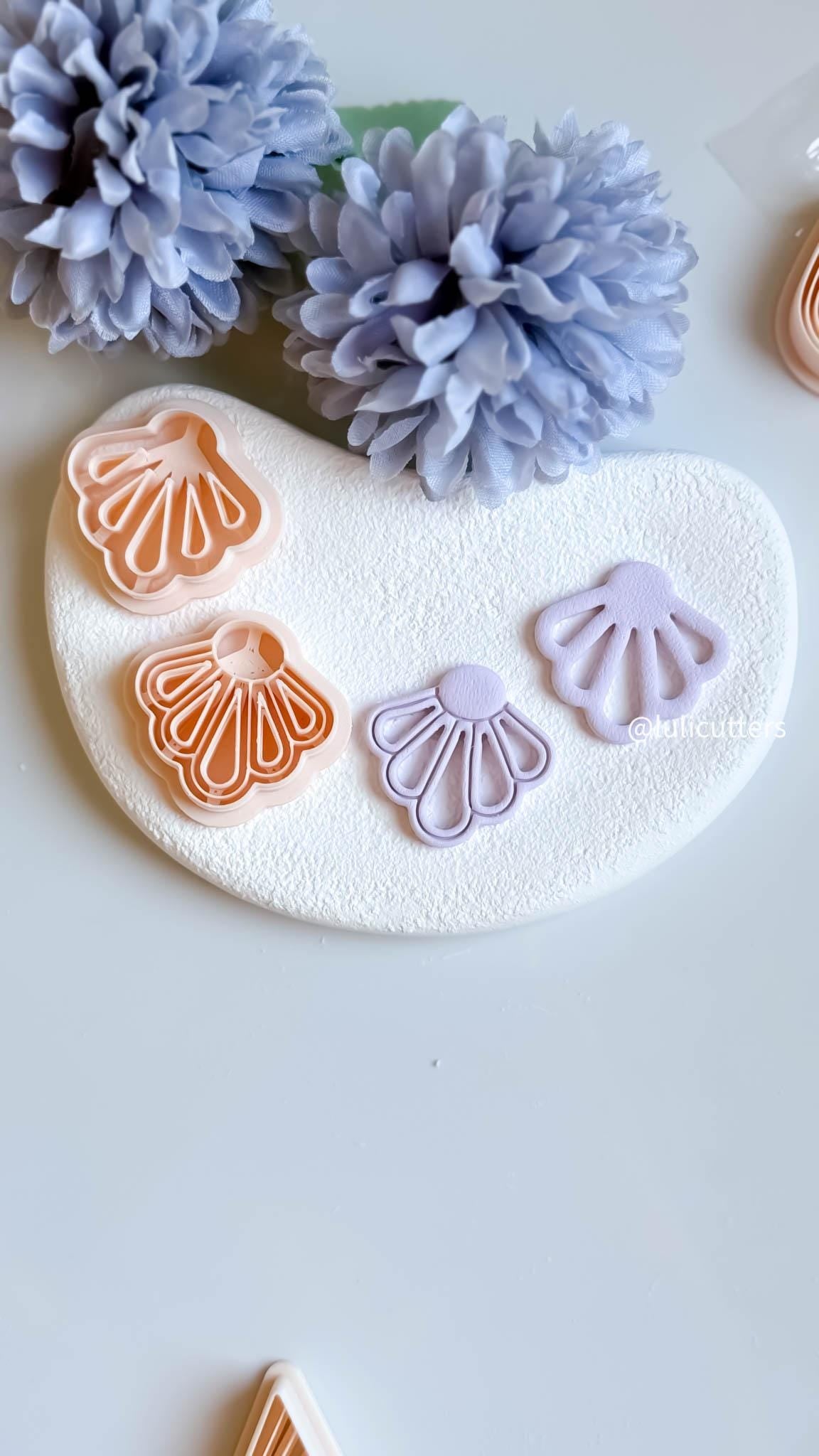 Petal Fan Clay Earring Cutter Open or Solid Design, Available in 5 Sizes