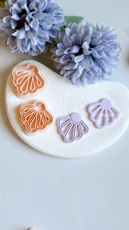 Petal Fan Clay Earring Cutter Open or Solid Design, Available in 5 Sizes