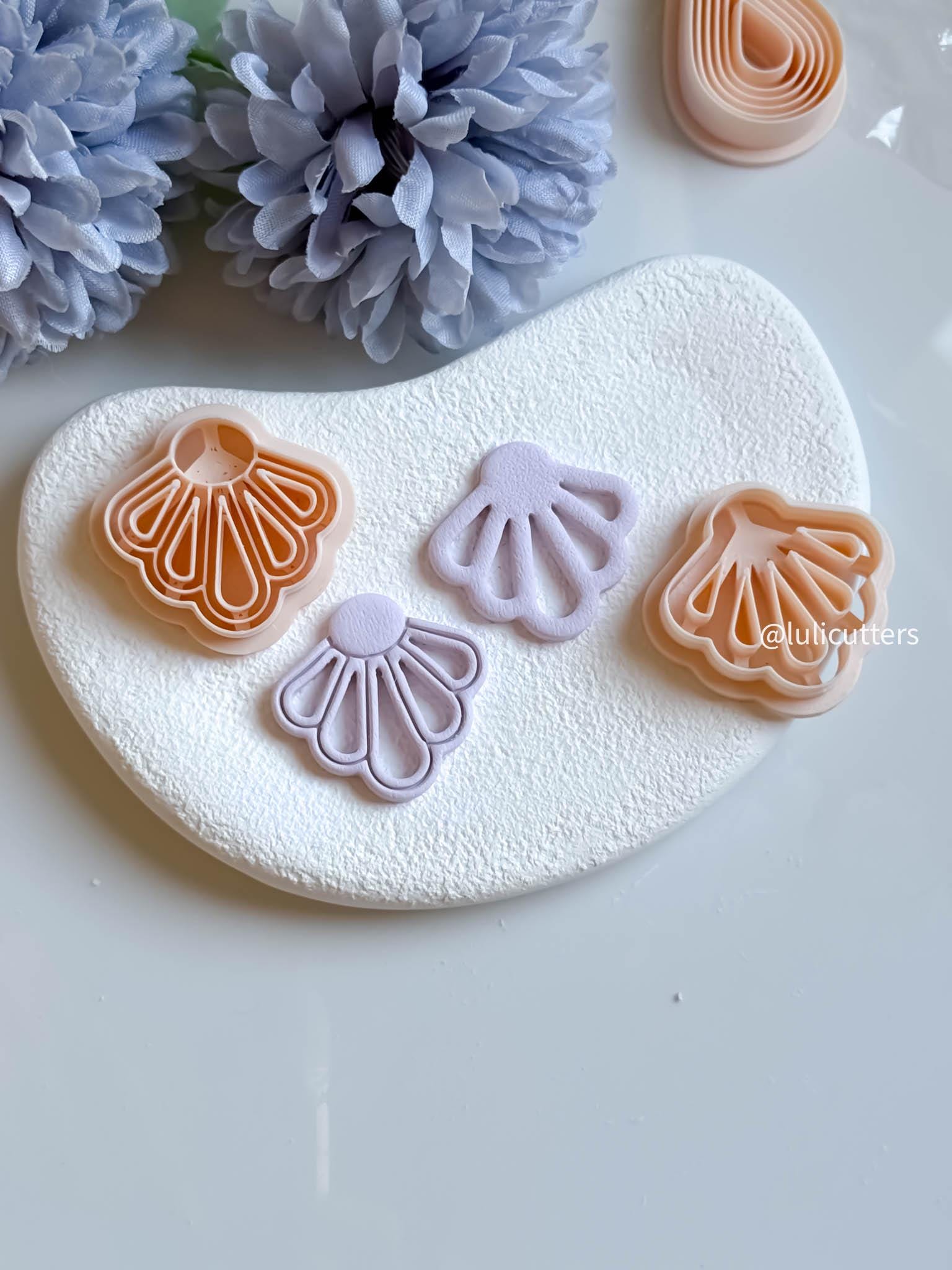 Petal Fan Clay Earring Cutter Open or Solid Design, Available in 5 Sizes