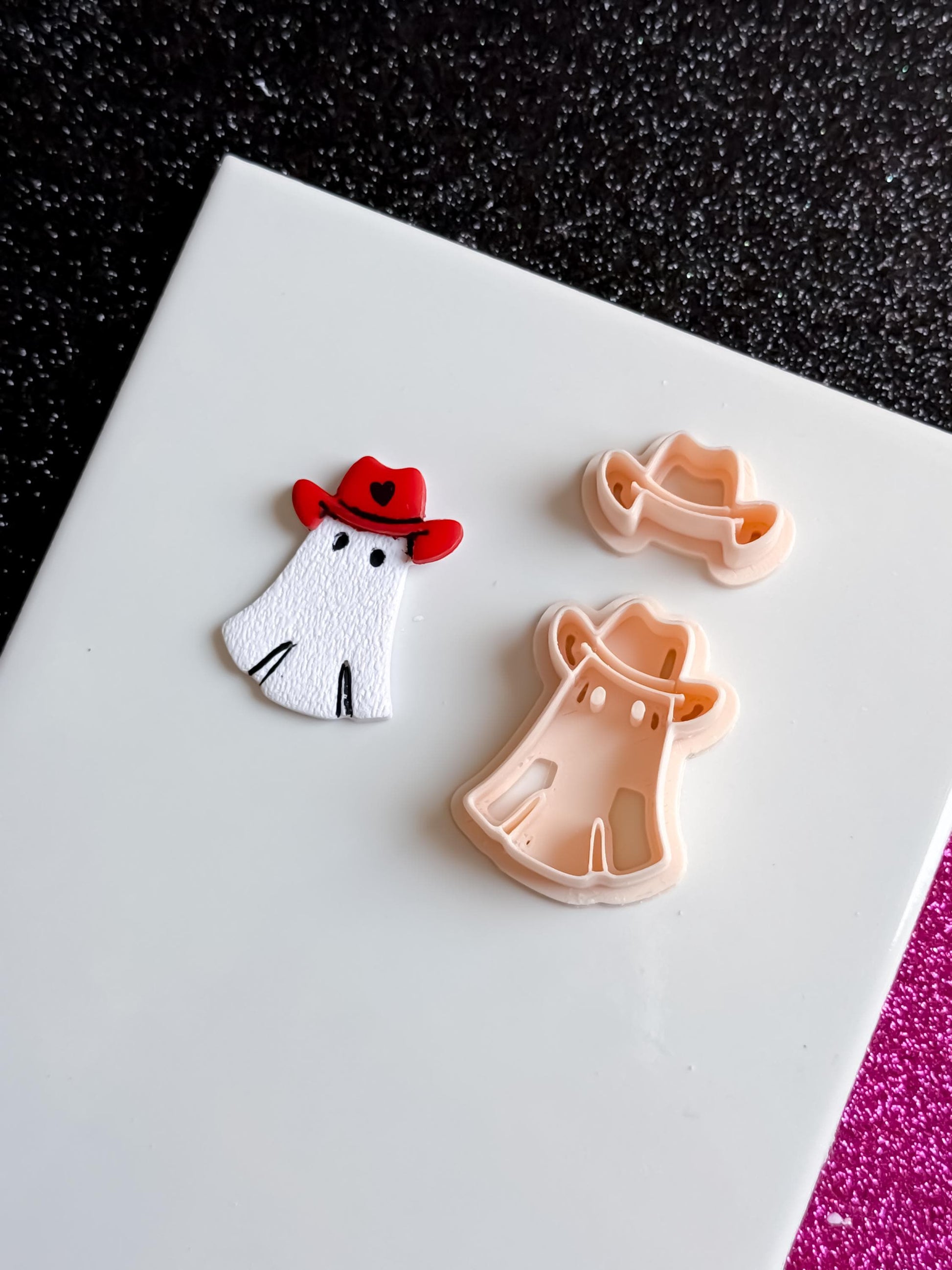 Cowboy Ghost Polymer Clay Cutter Set: Western Halloween Earring Mold