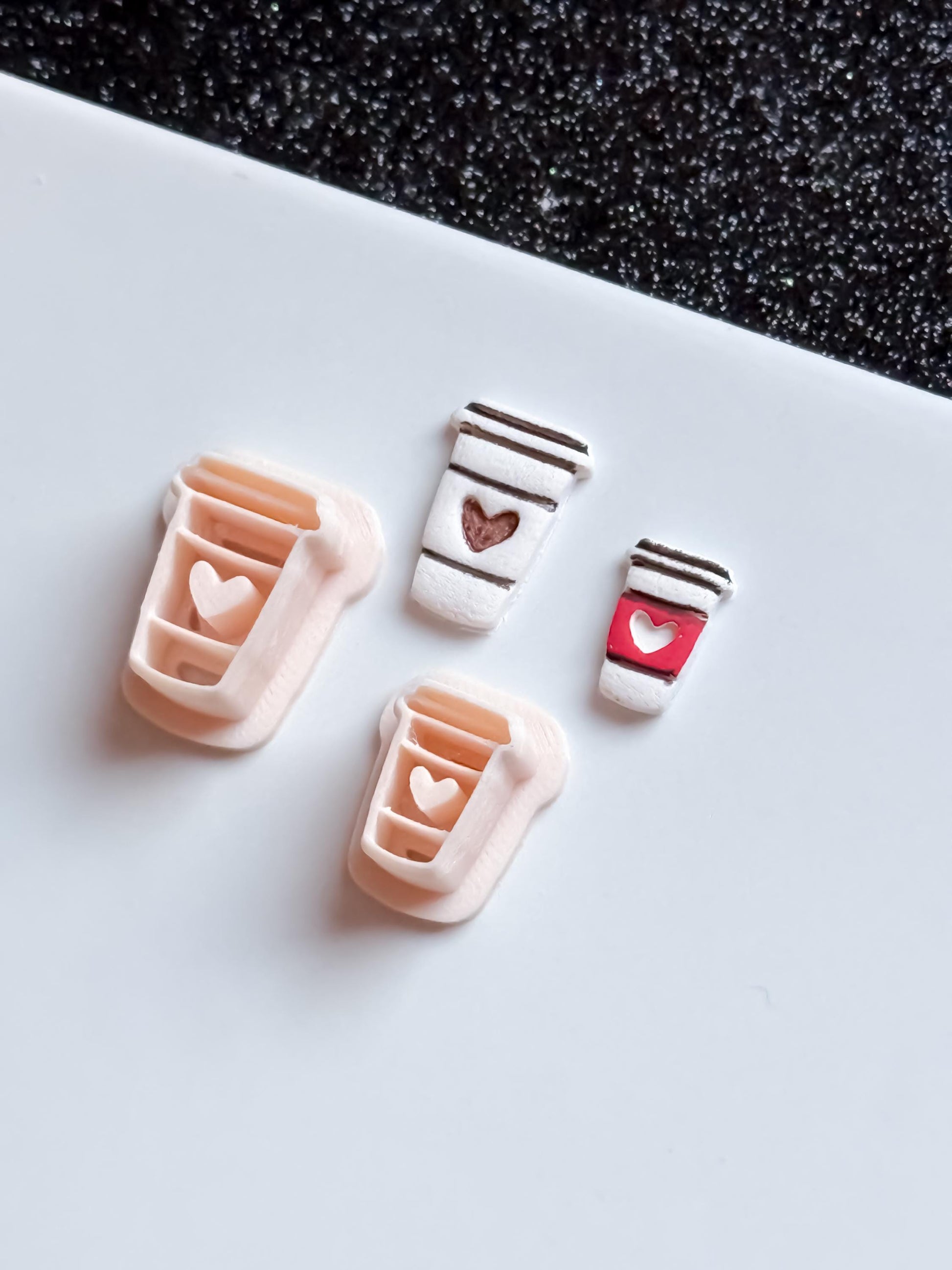 Coffee Cup Clay Cutter: Heart Latte Mold for Earrings, Charms