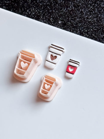 Coffee Cup Clay Cutter: Heart Latte Mold for Earrings, Charms