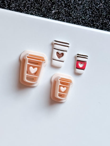 Coffee Cup Clay Cutter: Heart Latte Mold for Earrings, Charms