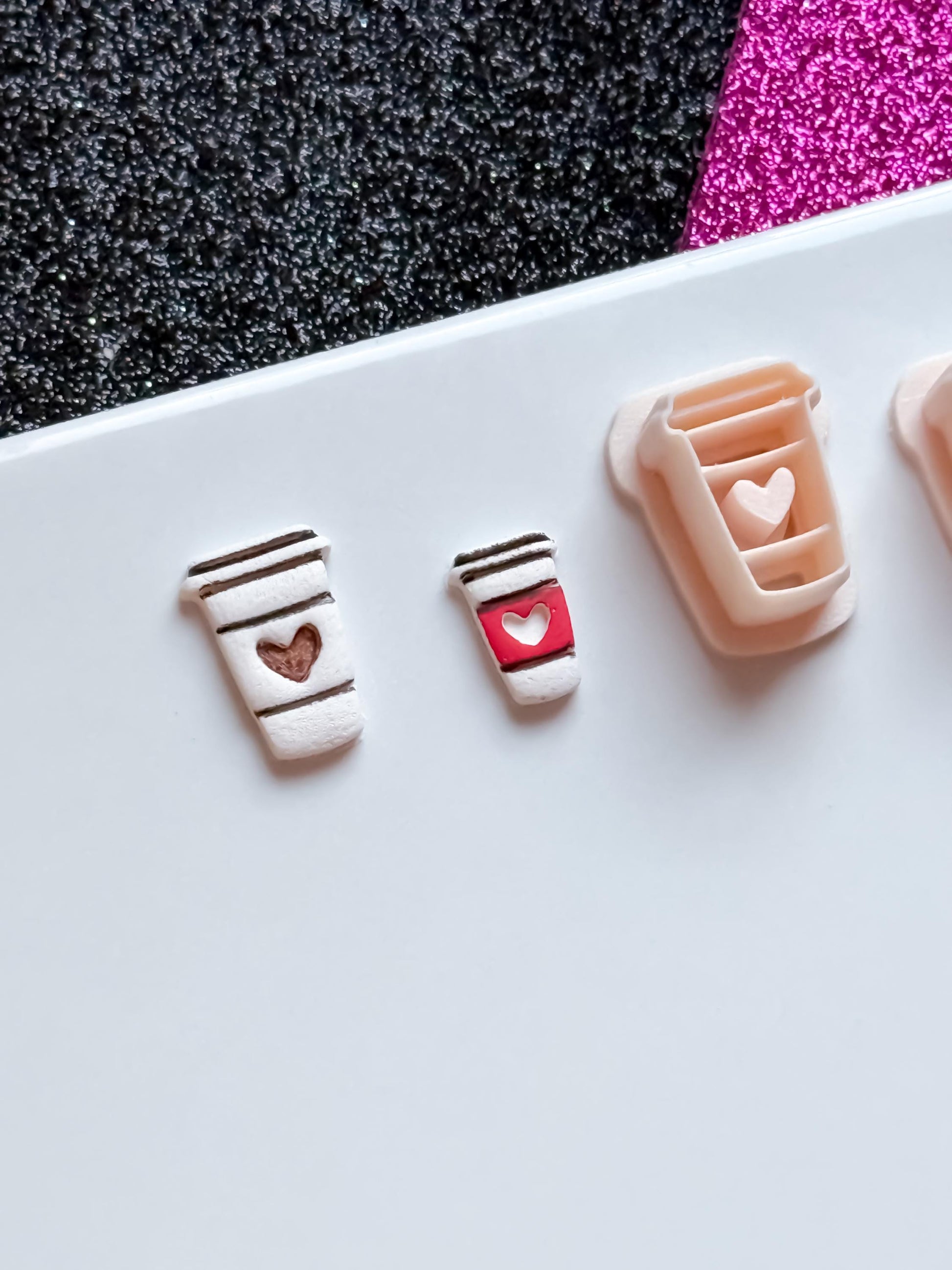 Coffee Cup Clay Cutter: Heart Latte Mold for Earrings, Charms