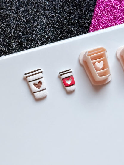 Coffee Cup Clay Cutter: Heart Latte Mold for Earrings, Charms