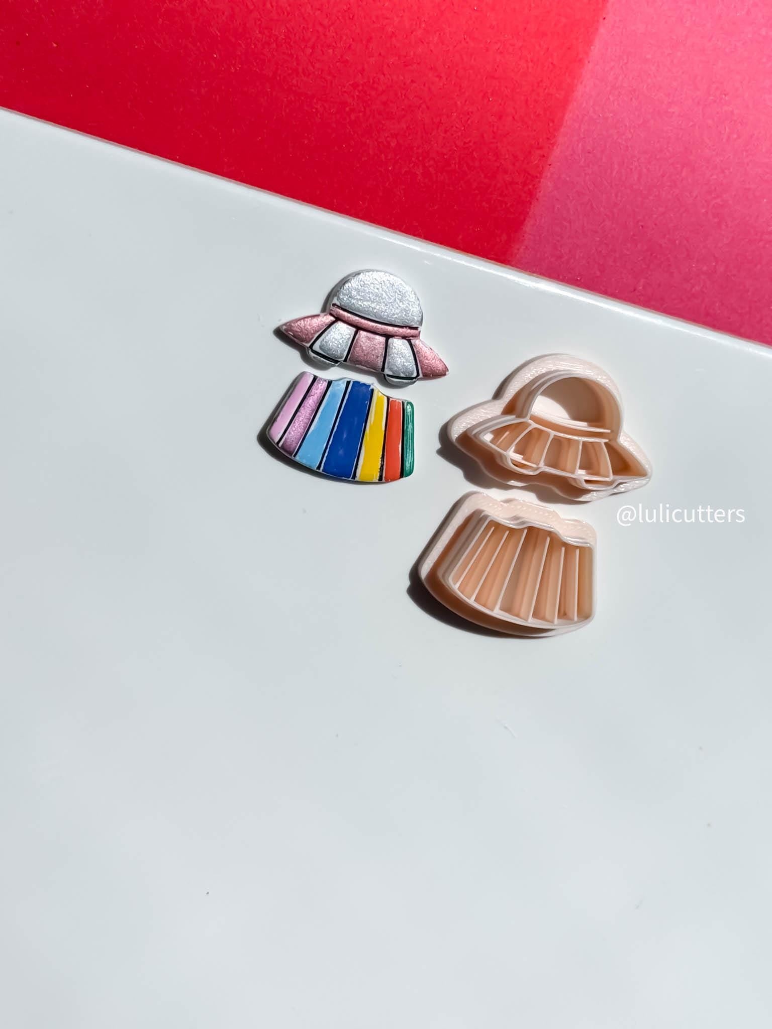 UFO Clay Earring Cutter Set Includes Saucer Top + Rainbow Beam Base
