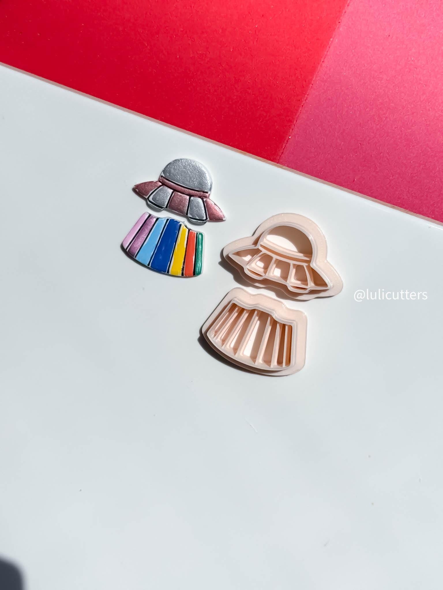 UFO Clay Earring Cutter Set Includes Saucer Top + Rainbow Beam Base