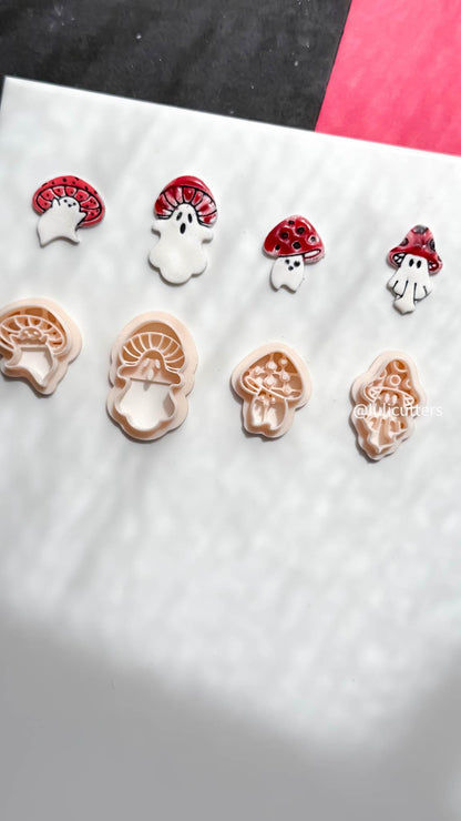 Mushroom Ghost Clay Earring Cutter, Spooky Polymer Clay Imprint
