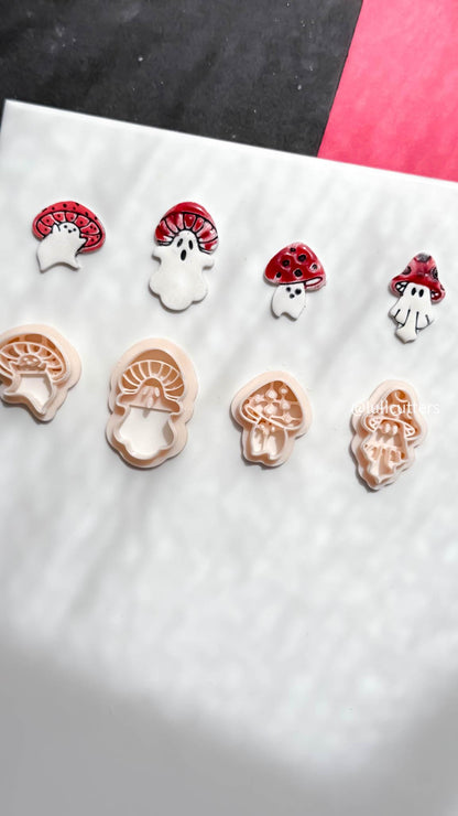 Mushroom Ghost Clay Earring Cutter, Spooky Polymer Clay Imprint