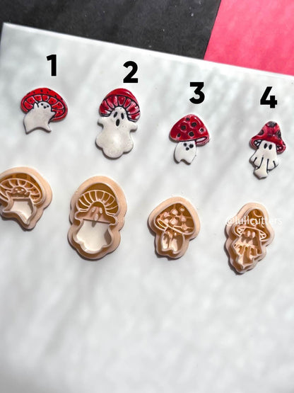Mushroom Ghost Clay Earring Cutter, Spooky Polymer Clay Imprint