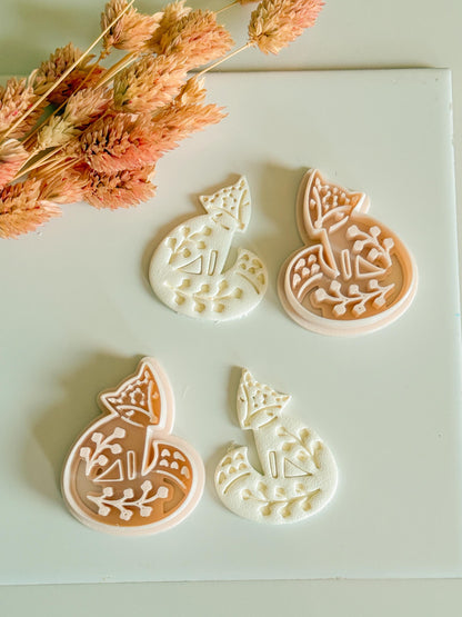 Fox & Foliage Polymer Clay Earring Cutter: Woodland Botanical Design