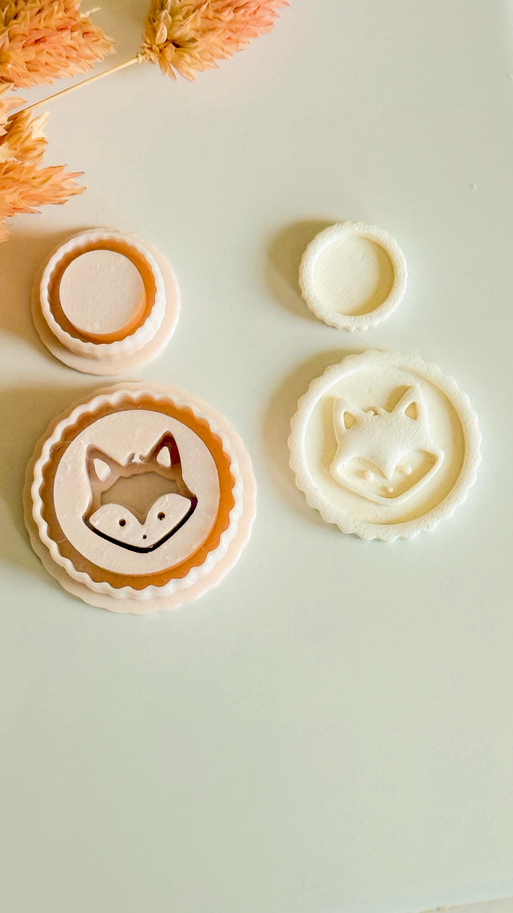 Fox Head Clay Cutter Set: Woodland Animal Face Medallion, Earring Sizes Included