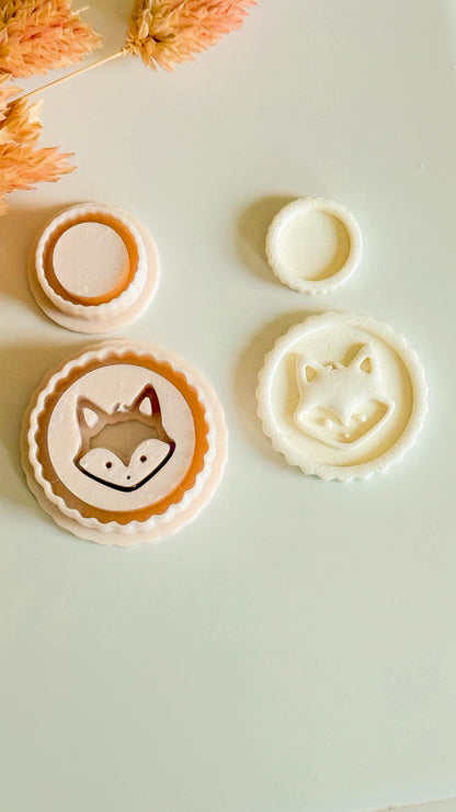 Fox Head Clay Cutter Set: Woodland Animal Face Medallion, Earring Sizes Included