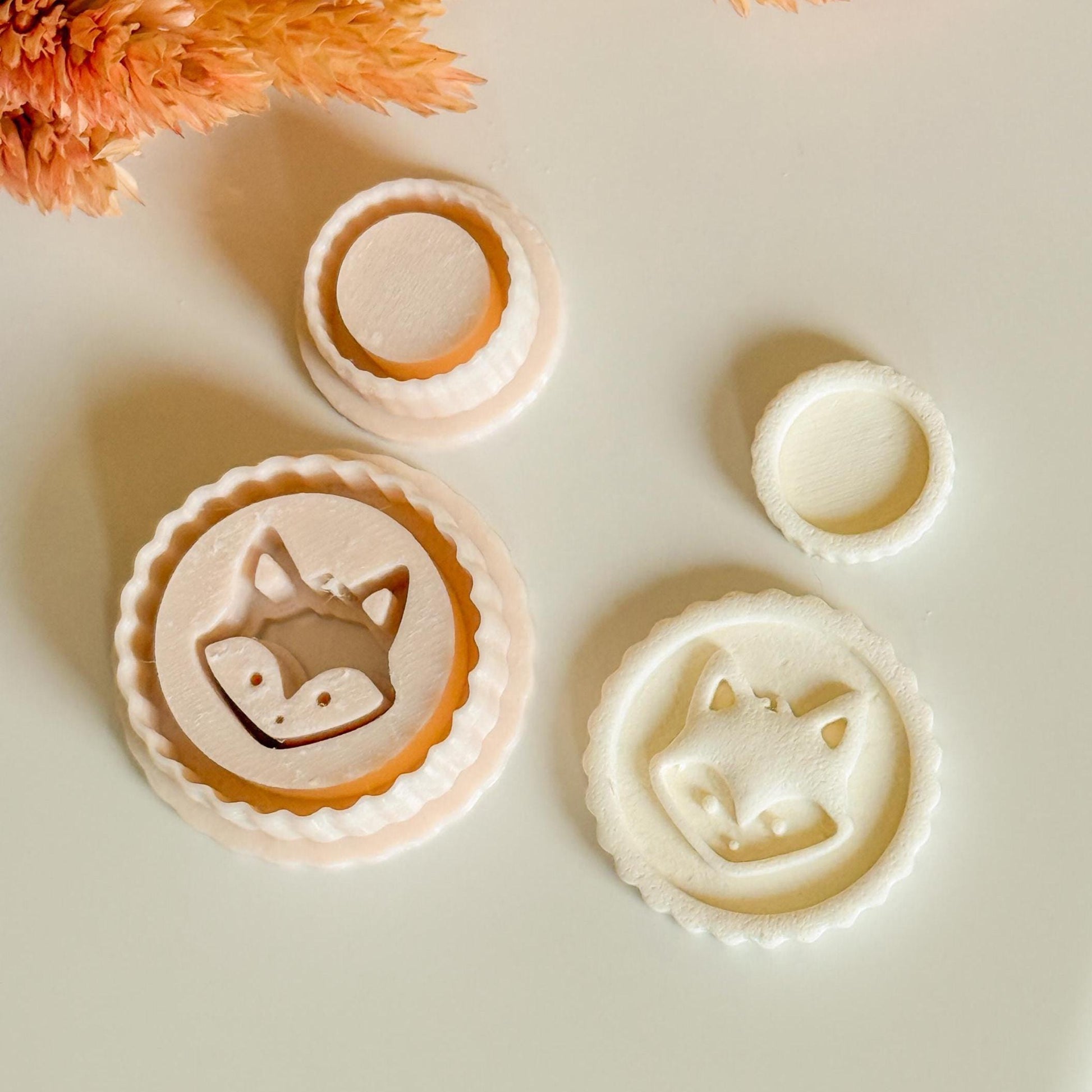 Fox Head Clay Cutter Set: Woodland Animal Face Medallion, Earring Sizes Included