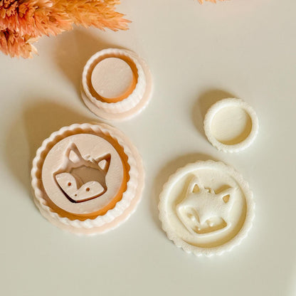 Fox Head Clay Cutter Set: Woodland Animal Face Medallion, Earring Sizes Included