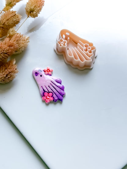 Floral Ghost Polymer Clay Cutter: Kawaii Halloween Earring Mold