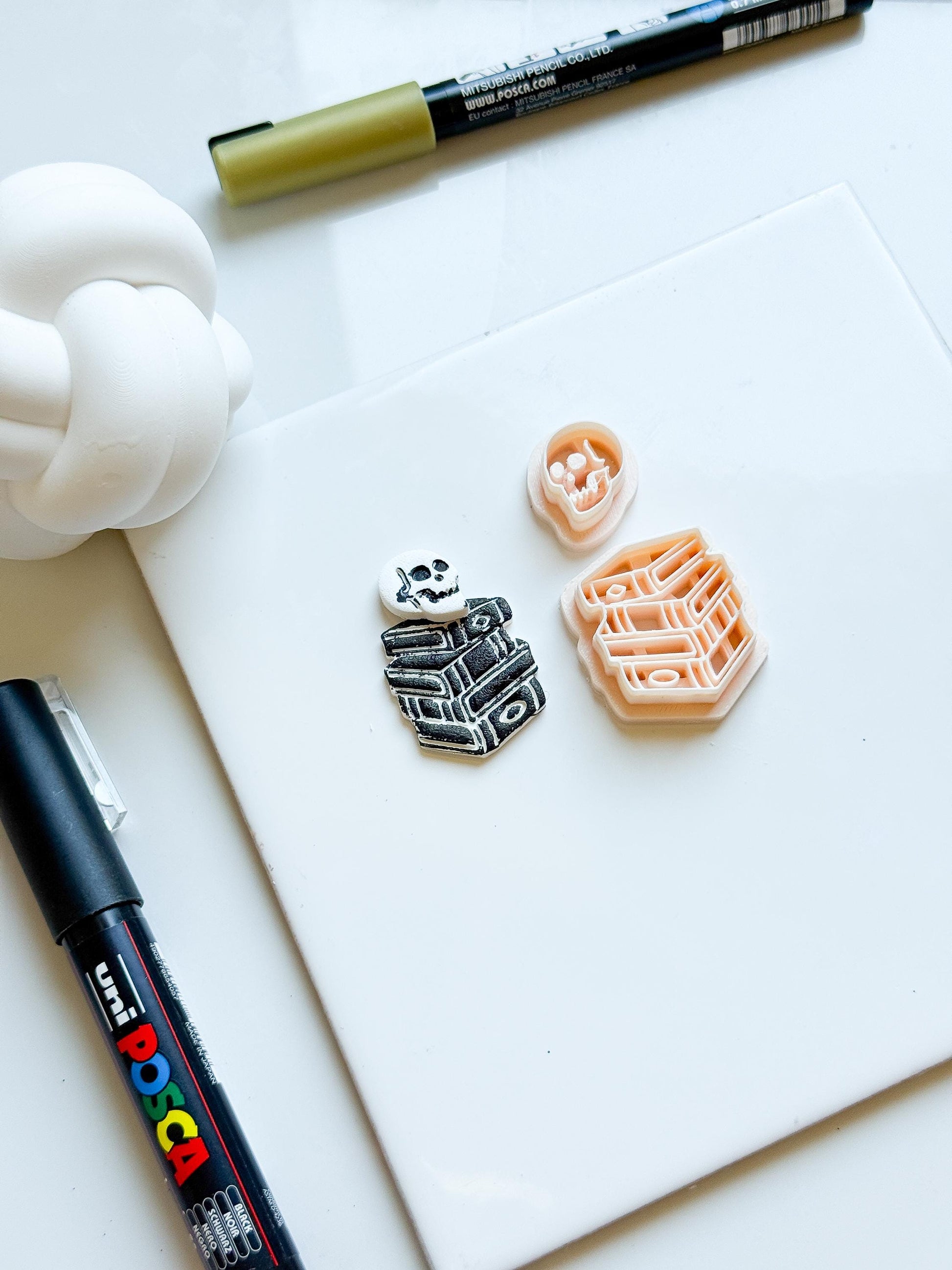 Skull & Book Stack Clay Cutter Set: Halloween Earring Cutters