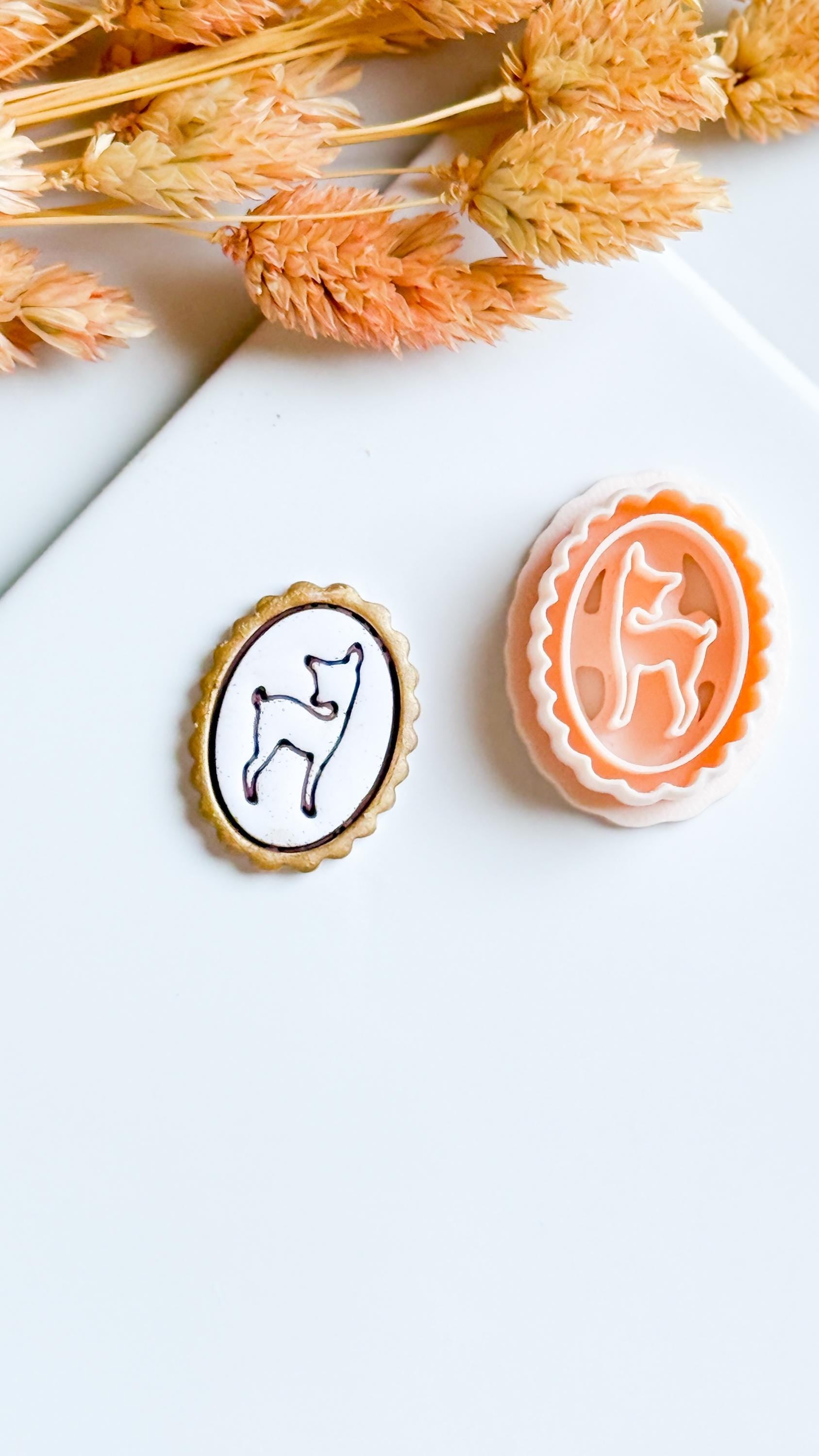 Deer in Oval Frame Cutter: Polymer Clay Earrings, Charms - 30/35 mm