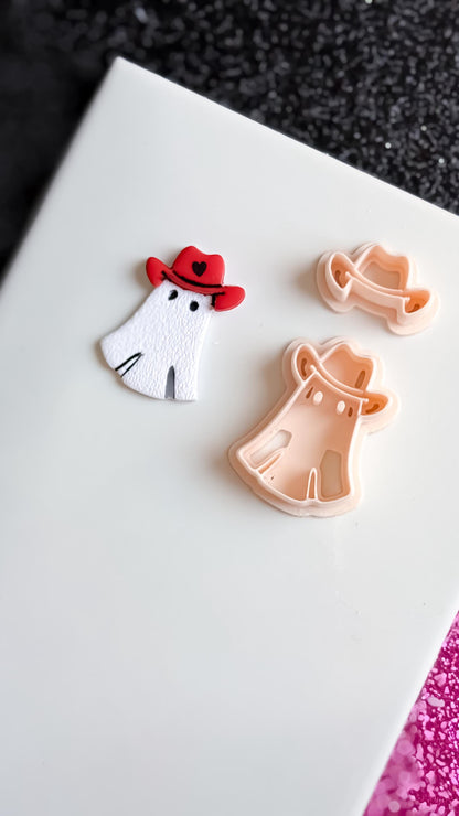 Cowboy Ghost Polymer Clay Cutter Set: Western Halloween Earring Mold