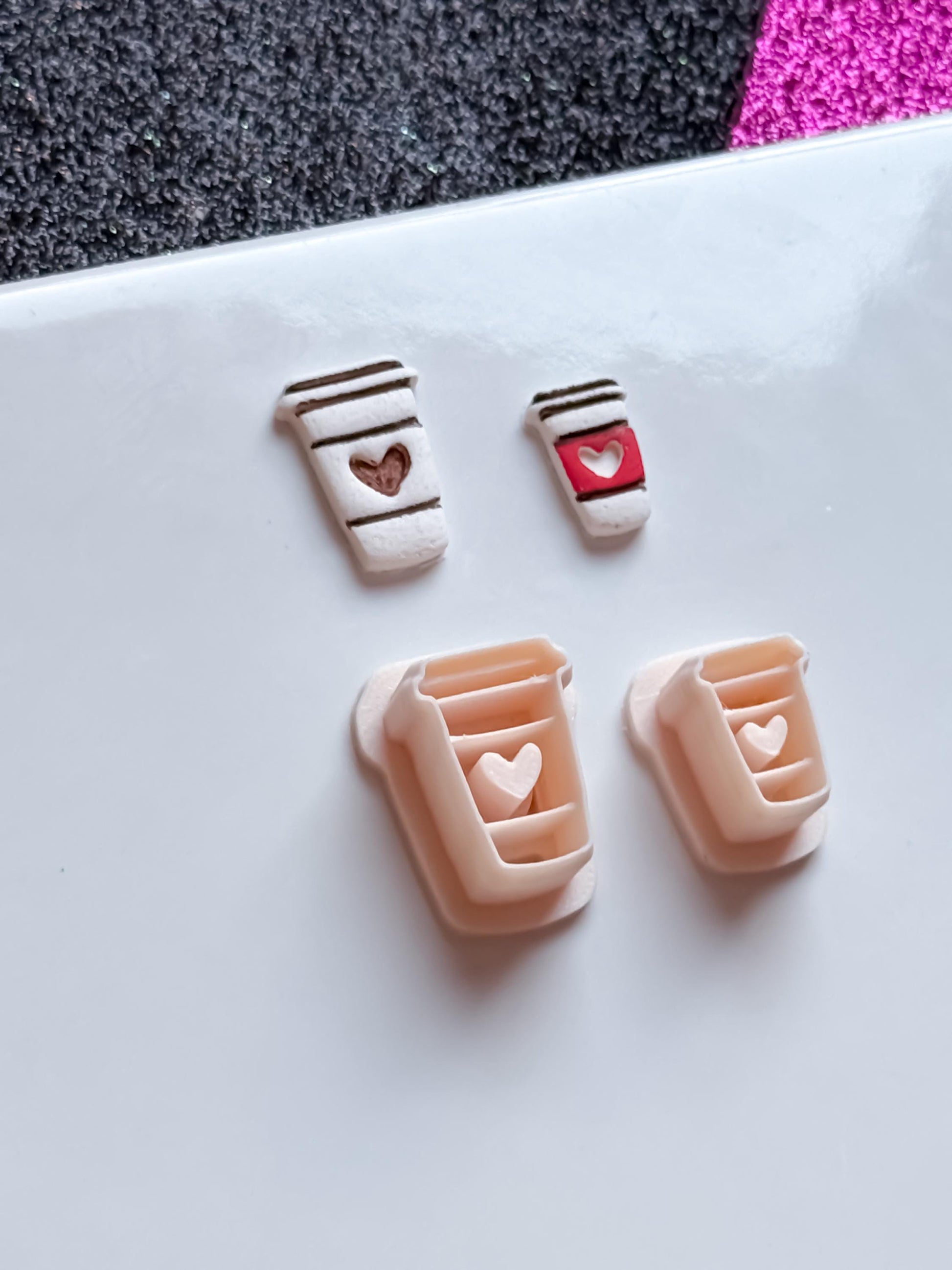 Coffee Cup Clay Cutter: Heart Latte Mold for Earrings, Charms
