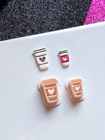 Coffee Cup Clay Cutter: Heart Latte Mold for Earrings, Charms