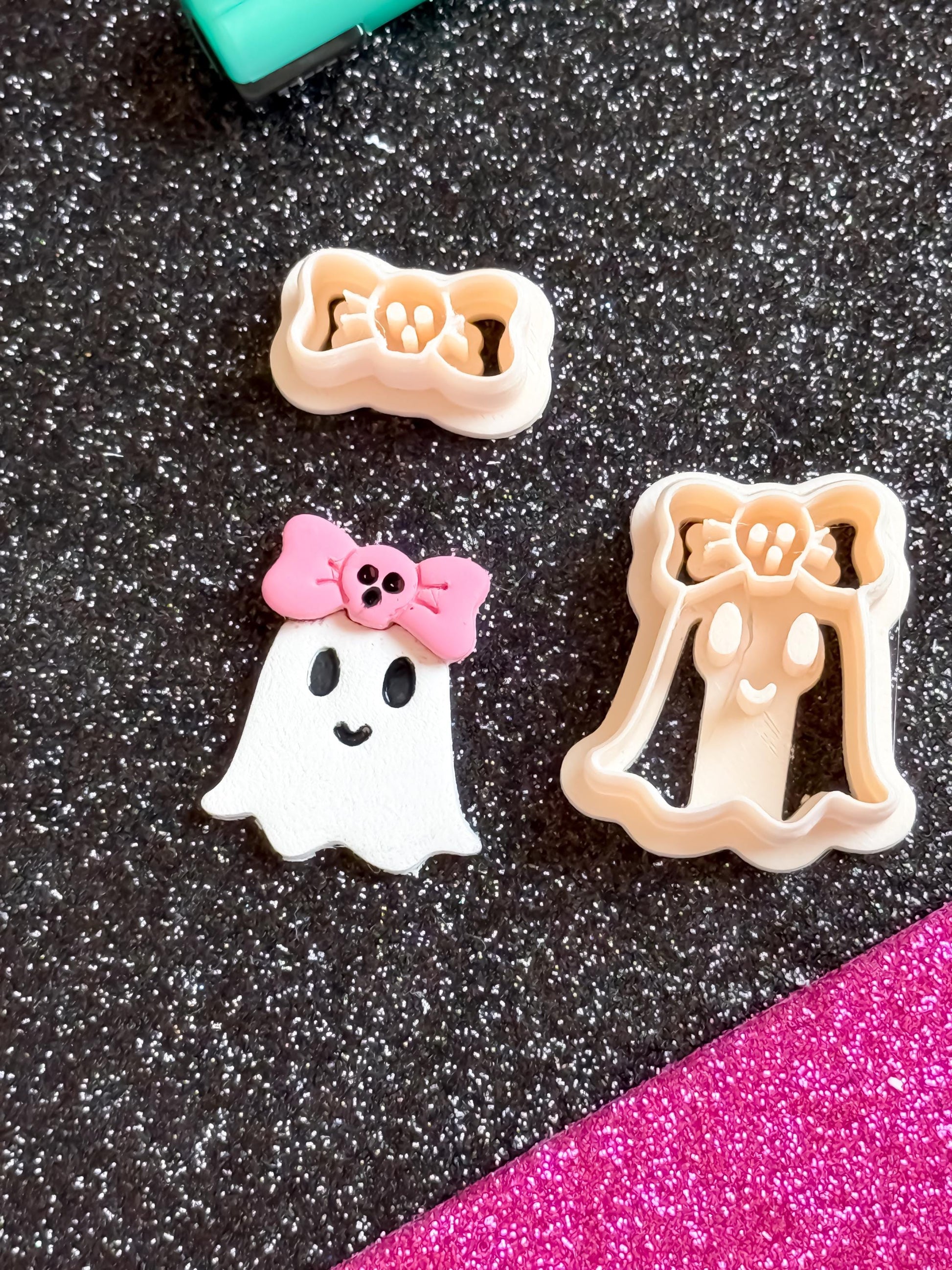 Ghost Clay Cutter Set: Skull Bow Halloween Earrings, Pastel Goth Jewelry