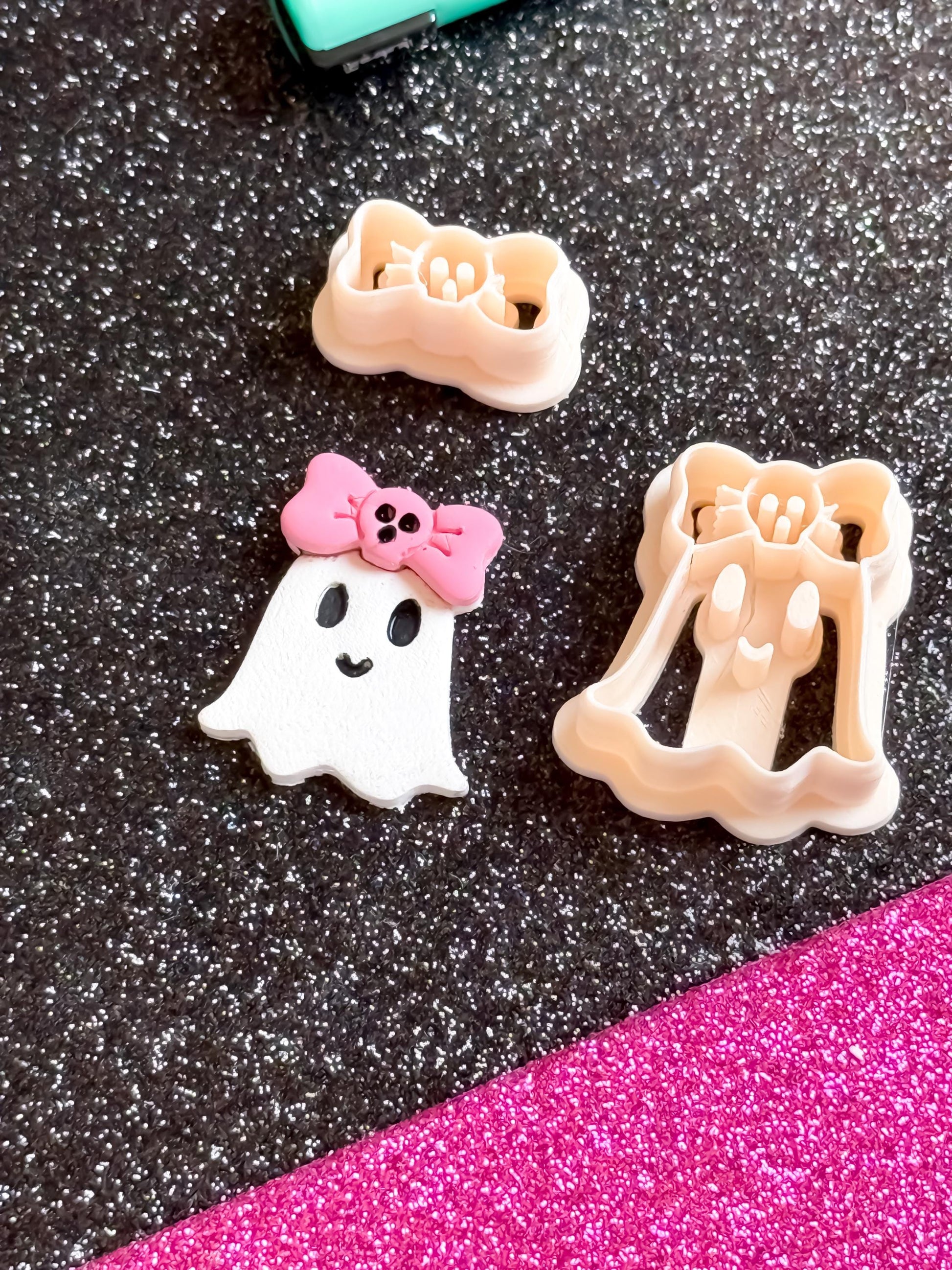 Ghost Clay Cutter Set: Skull Bow Halloween Earrings, Pastel Goth Jewelry
