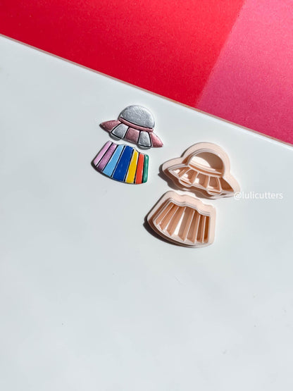 UFO Clay Earring Cutter Set Includes Saucer Top + Rainbow Beam Base