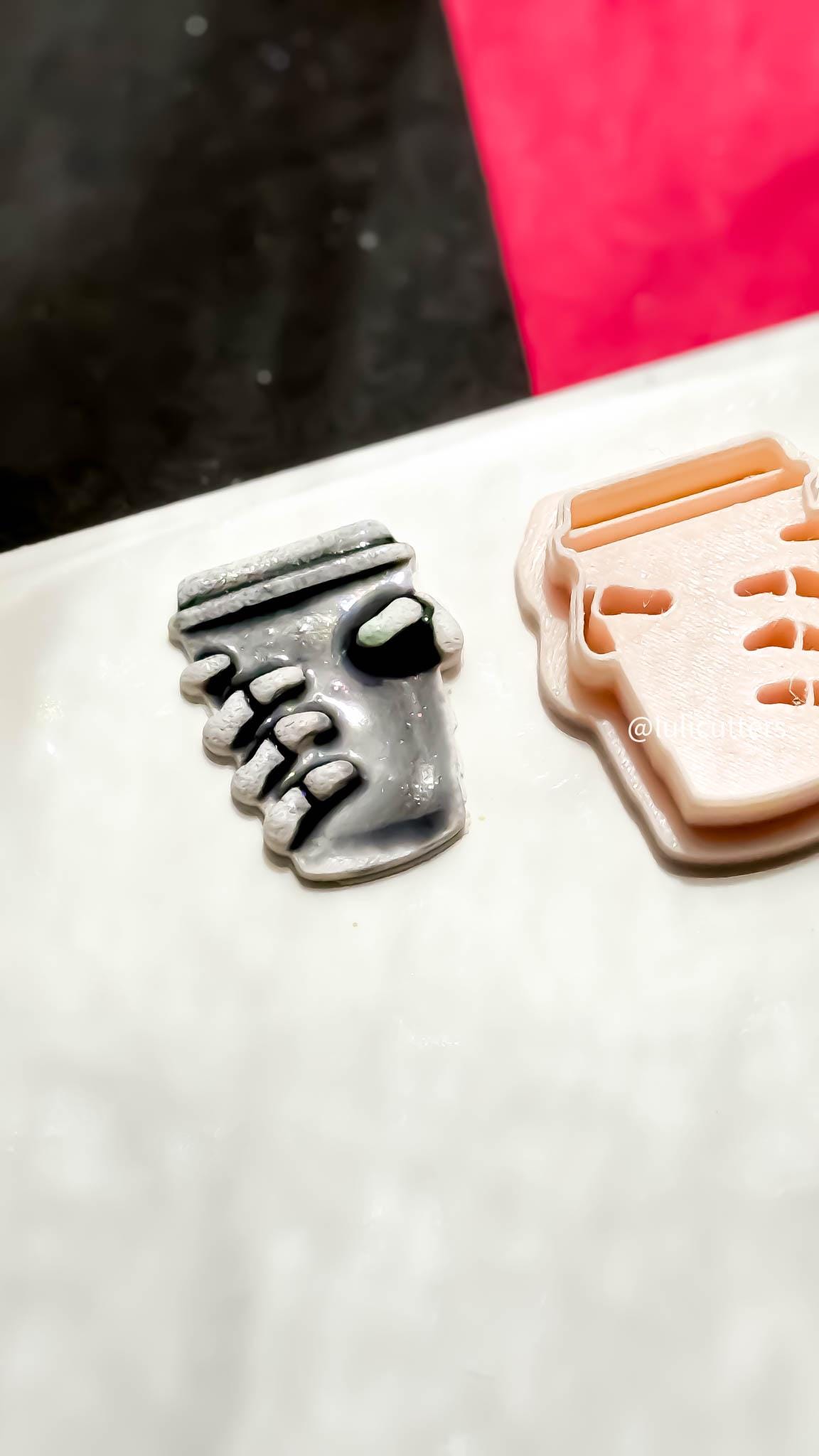 Skeleton Hand Coffee Cup Clay Cutter Spooky Halloween Earring Tool