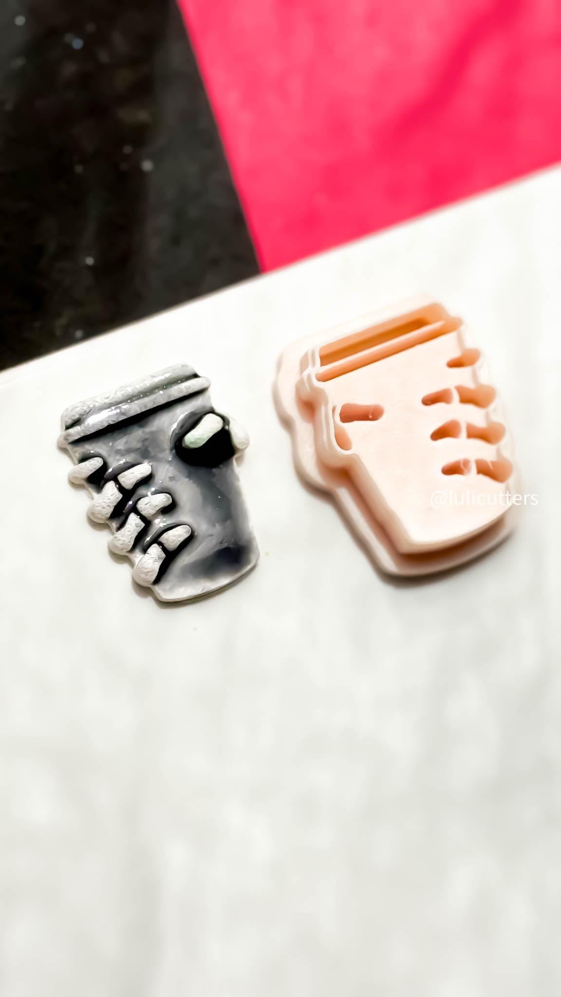 Skeleton Hand Coffee Cup Clay Cutter Spooky Halloween Earring Tool