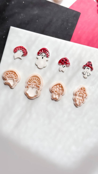 Mushroom Ghost Clay Earring Cutter, Spooky Polymer Clay Imprint