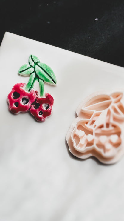 Skull Cherry Cutter: Kawaii Polymer Clay Mold for Earrings