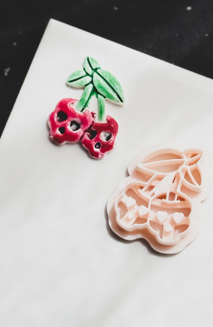 Skull Cherry Cutter: Kawaii Polymer Clay Mold for Earrings