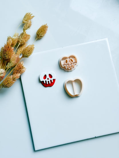 Poison Apple Skull Clay Cutter Set Halloween Earring Cutter with Drippy Skull Topper, 2 Pieces (5 Sizes)