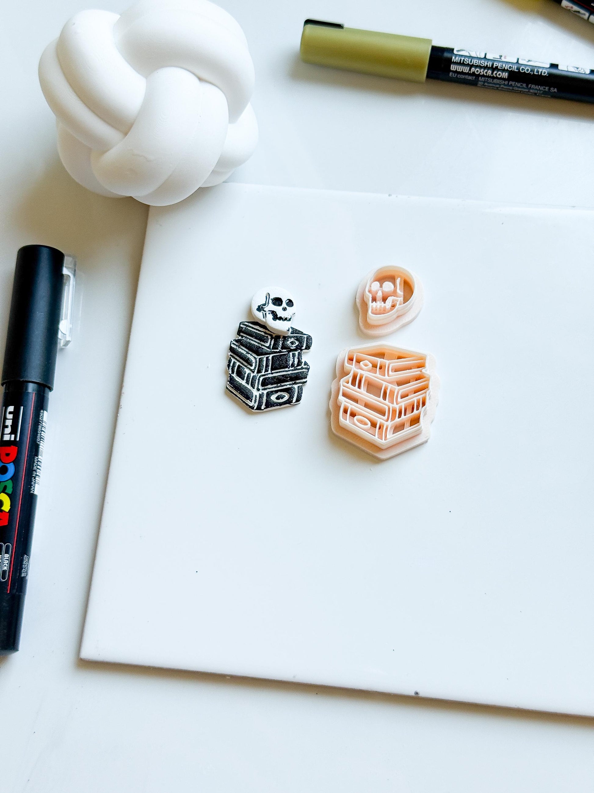 Skull & Book Stack Clay Cutter Set: Halloween Earring Cutters