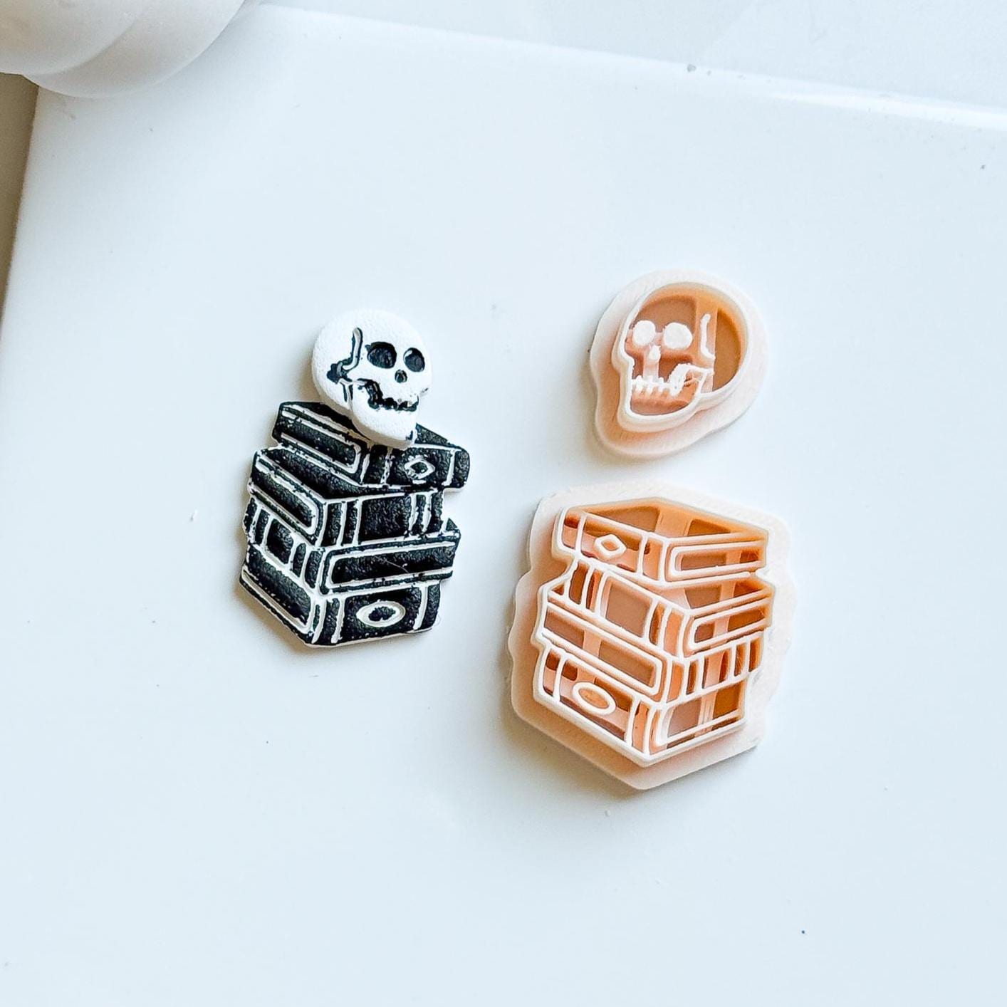 Skull & Book Stack Clay Cutter Set: Halloween Earring Cutters