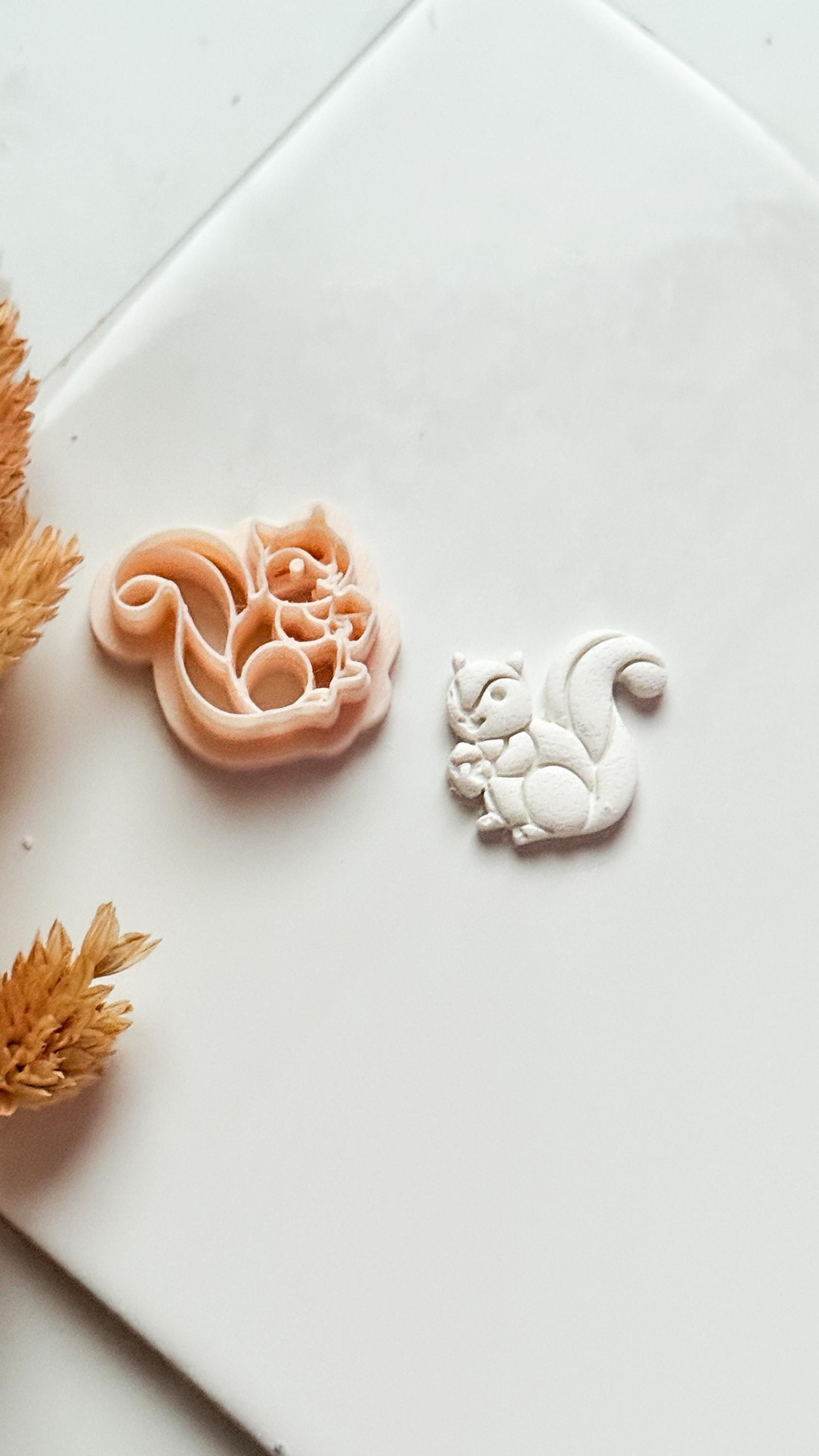 Squirrel Clay Cutter: Acorn Holding Mold for Polymer Clay Jewelry
