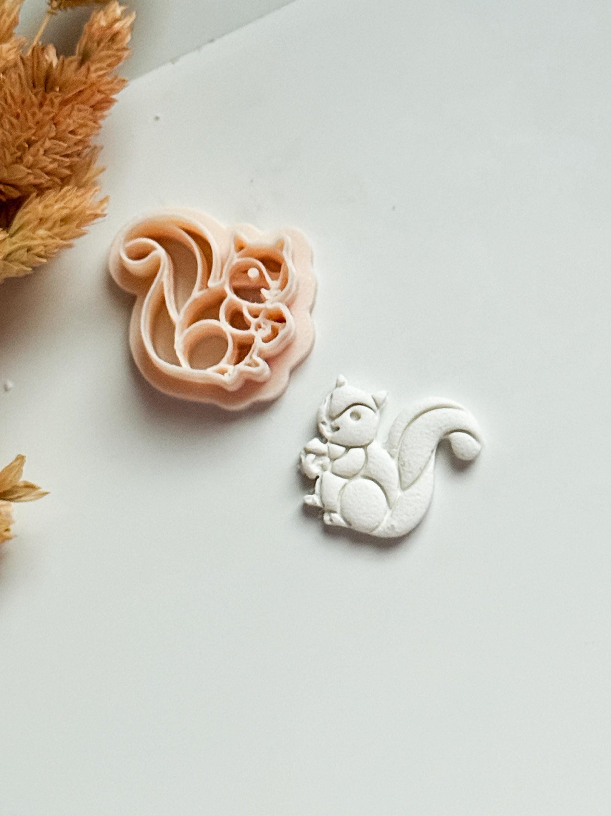 Squirrel Clay Cutter: Acorn Holding Mold for Polymer Clay Jewelry