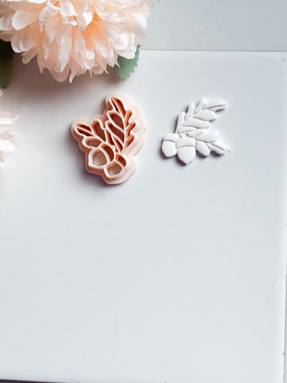 Oak & Acorn Clay Cutter, Fall Jewelry Mold
