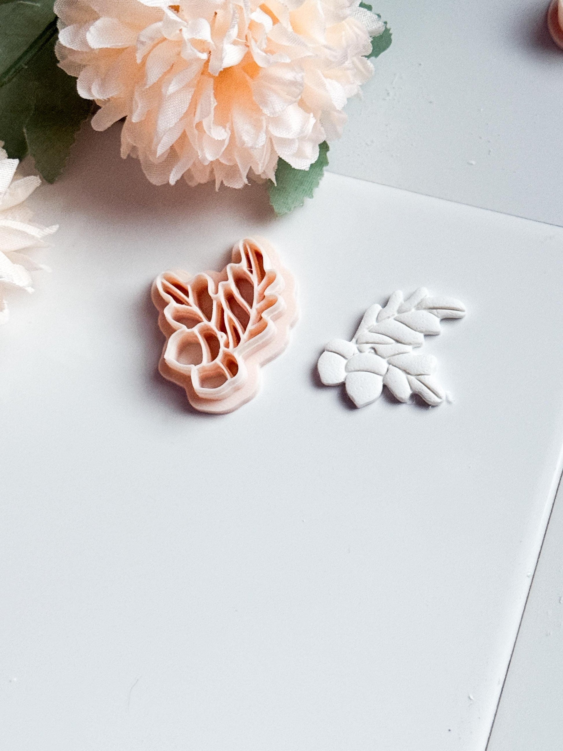 Oak & Acorn Clay Cutter, Fall Jewelry Mold